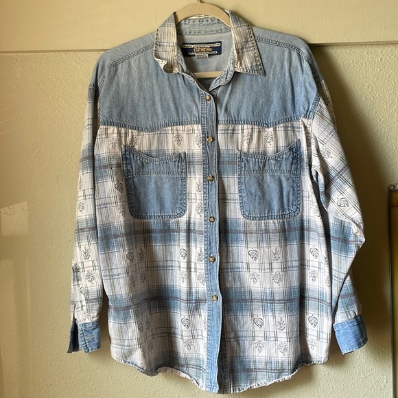 Vintage Public Clothing Company patchwork long sleeve cotton button down - Picture 1 of 7